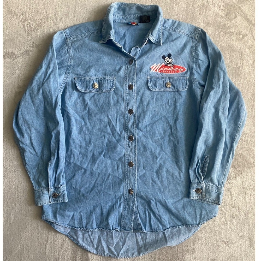 Vintage Mickey Unlimited Jerry Leigh Denim Shirt Light Wash Mickey Classics L